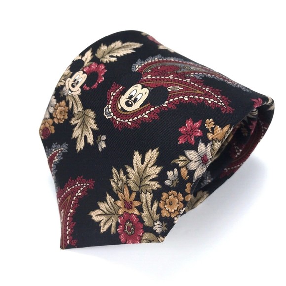 Walt Disney Mickey Mouse Tie Paisley Floral Elegant Vintage Novelty Character - Picture 3 of 9